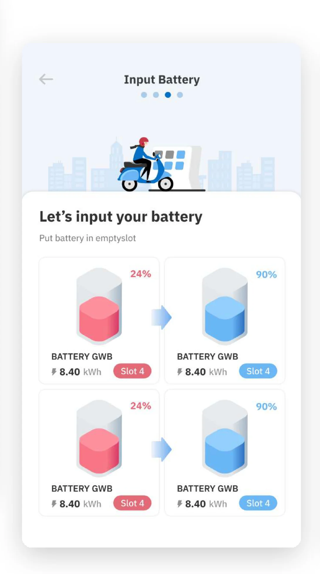 PumpCharge app guiding the rider slot by slot